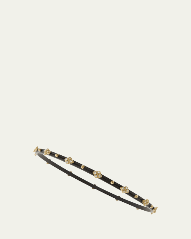 Diamond Crivelli Oxidized Silver Bangl